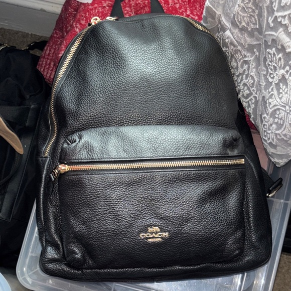 Coach Other - Coach black pebbled leather Charlie bag back pack